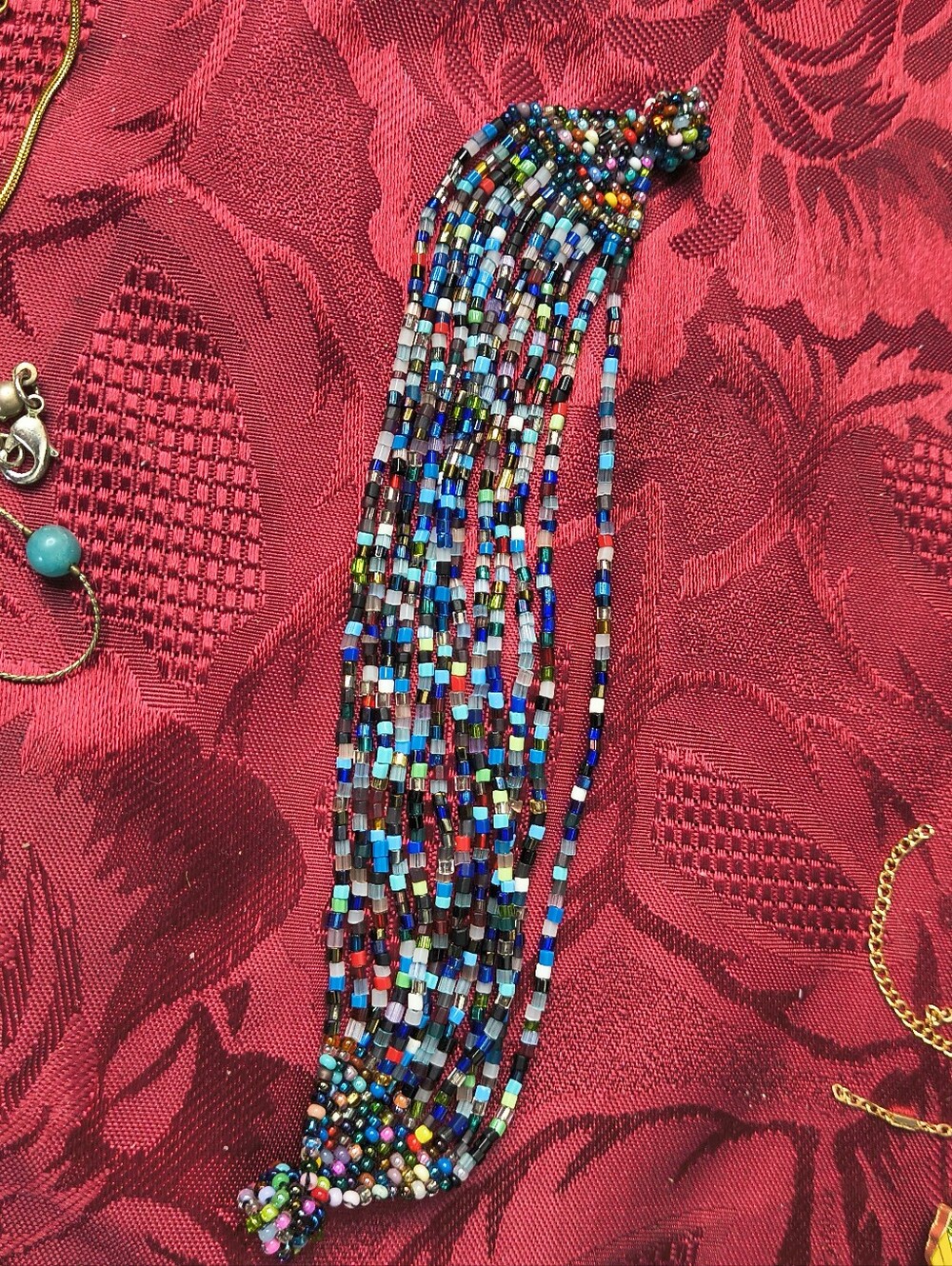 HANDMADE Multi Strand Seed Bead Bracelet Magnetic Clasp Colorful Artisan Glass - Picture 10 of 10